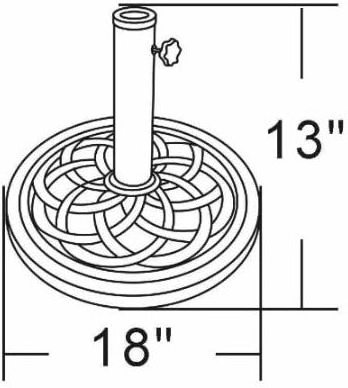 Cast Stone Umbrella Base Made from Rust Free Composite Materials Bronze Powder Coated Finish