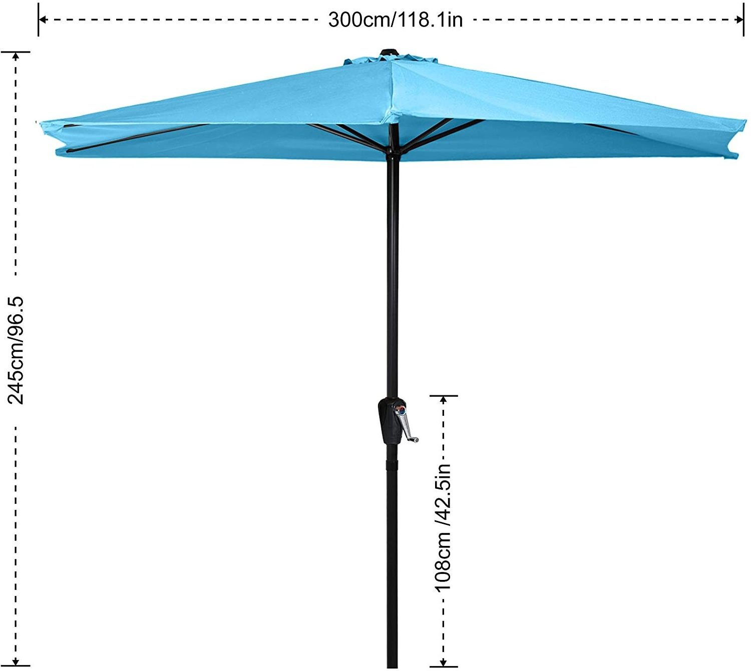 Half Rectangular Outdoor Patio Umbrella for Patio Balcony Garden Deck Lime Green