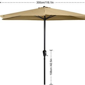 Outdoor Sunshade Umbrella For Wall Balcony Door Window 10ft Patio Umbrella Half Round Outdoor Umbrella With Crank