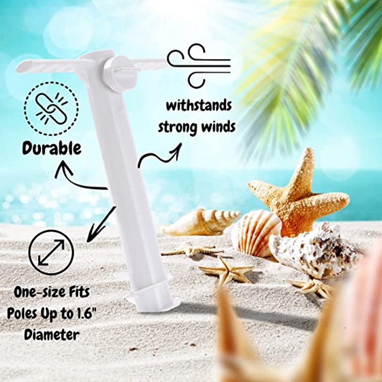 LOTUS Portable White Plastic Screw Beach Ground Umbrella Base Holder Sand Anchor for Beach