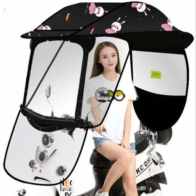 Customized New brand Universal Electric Motorcycle Semi-Closed Umbrella Canopy Awning Windproof and Sunshade Mobility Rain Cover