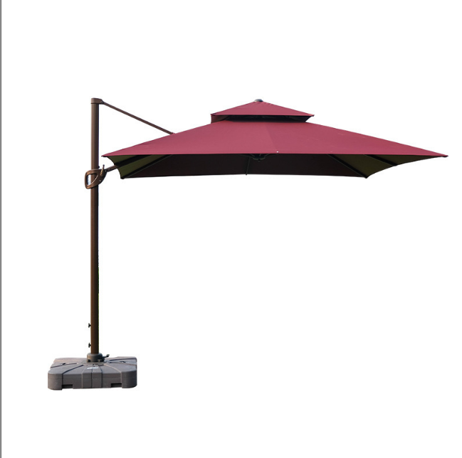 Lotus Double Top Square Patio Umbrella Offset Cantilever Outdoor Market Umbrella in Garden