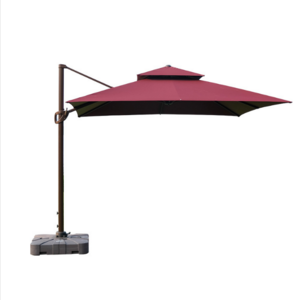 Lotus Double Top Square Patio Umbrella Offset Cantilever Outdoor Market Umbrella in Garden