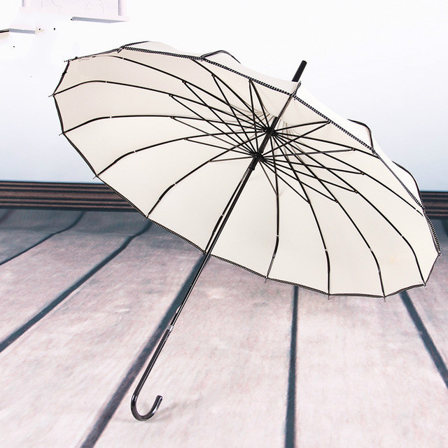 LOTUS High Quality J Leather Handle Parasol Wedding Ladies Umbrella Custom Pagoda Umbrella for Women