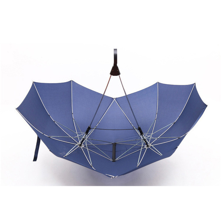 LOTUS 2022 New Design J Handle Umbrella Two-person Fashion Lovers Double Canopy Umbrella for Rainy Day