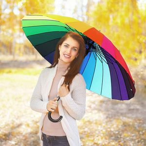 LOTUS Cheap Price 16K Windproof Parasol Long Popular Special Rainbow Spiral Fancy Umbrella for Outdoor