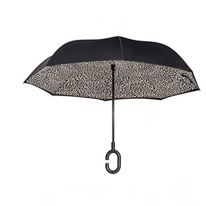 Lotus Customized Color Inside Inverted Parasol Leopard Print Rain Proof Portable Straight Umbrella