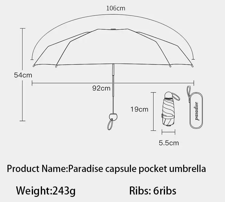 LOTUS Hot Sale 2024 Luxury UPF50+ 6K UmbrellaFashion Small Windproof Rainproof Uv-Proof 5 Folding Mini Capsule Umbrella