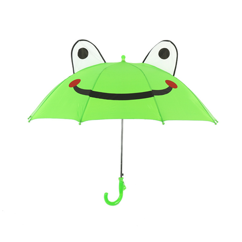 Frog Animal Handle Ears 18 Inches Manually Open Cartoon Children's Umbrella Frog Children'S Ear Shape Small Size Kid Umbrella