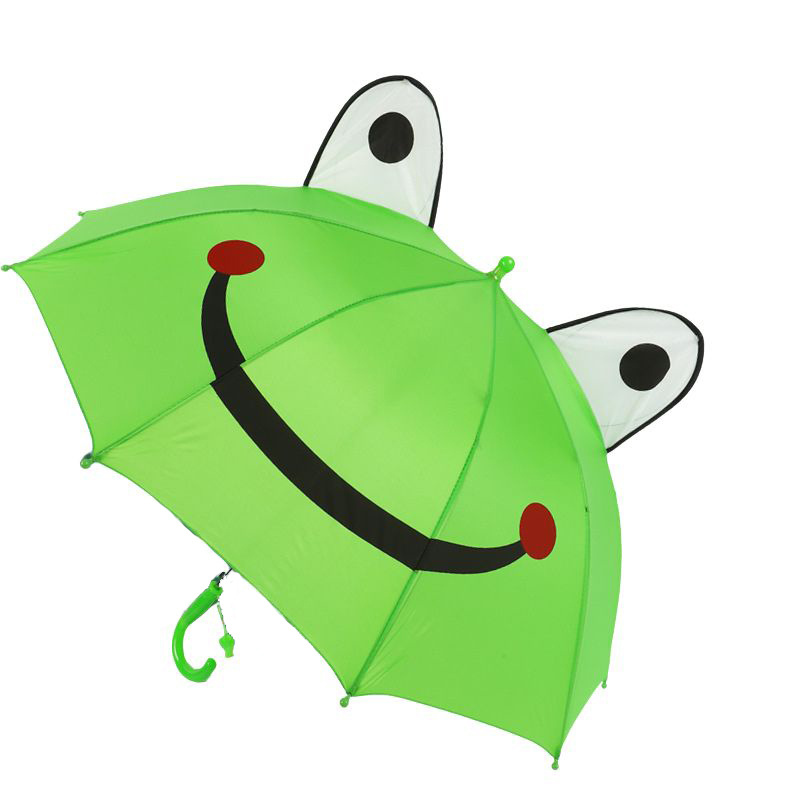 Frog Animal Handle Ears 18 Inches Manually Open Cartoon Children's Umbrella Frog Children'S Ear Shape Small Size Kid Umbrella