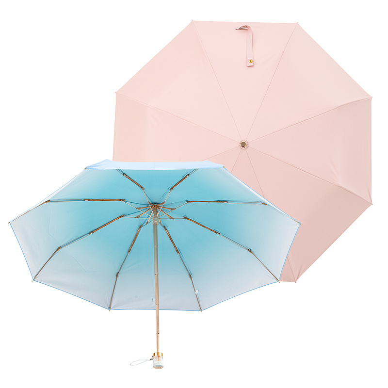 Lotus Fifty fold color glue wave umbrella sunblock cooling umbrella Crystal handle Student UV protection sunshade umbrella