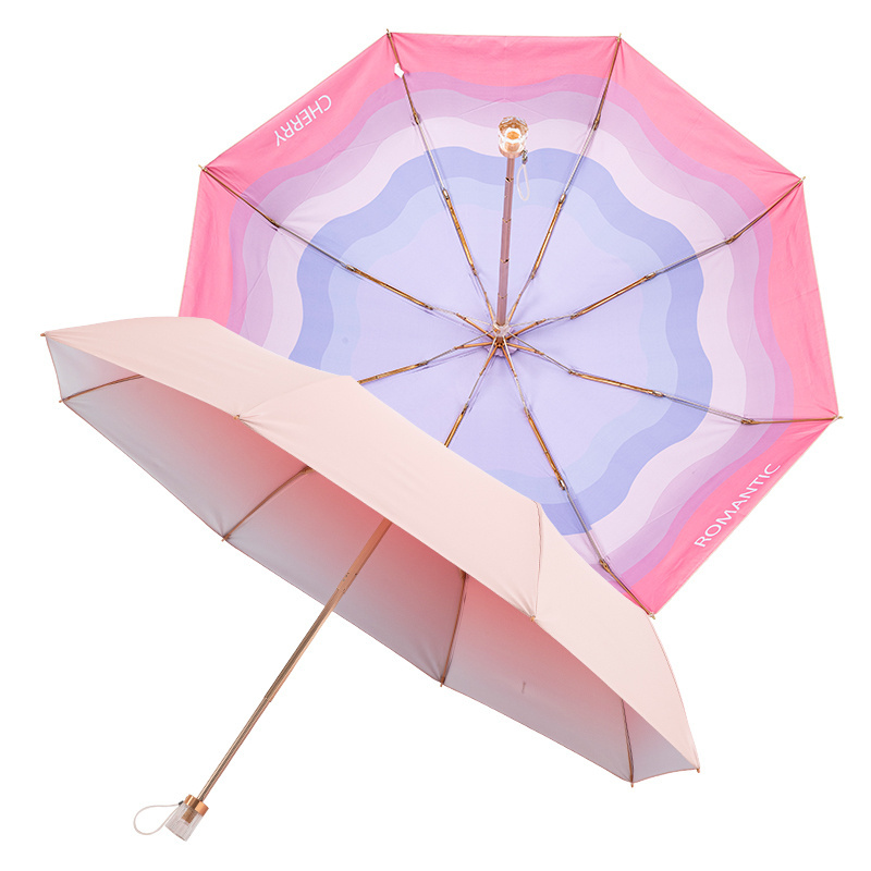 Lotus Fifty fold color glue wave umbrella sunblock cooling umbrella Crystal handle Student UV protection sunshade umbrella