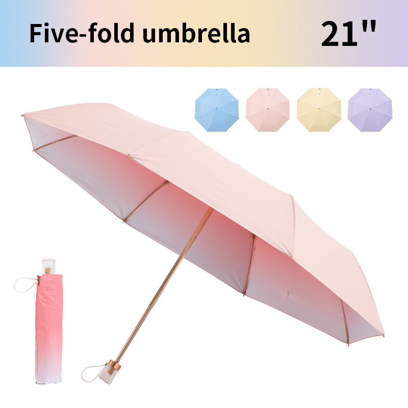 Lotus Fifty fold color glue wave umbrella sunblock cooling umbrella Crystal handle Student UV protection sunshade umbrella