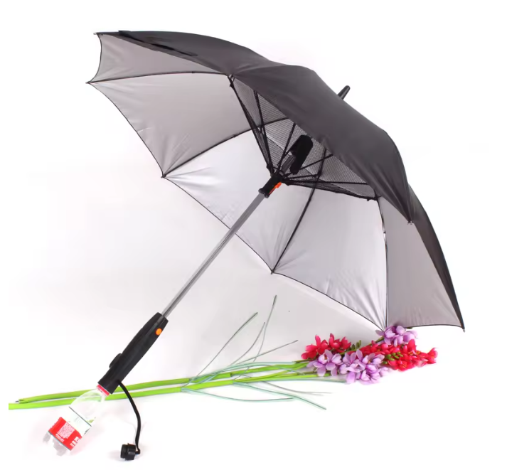 Outdoor Mist Cooling Straight Umbrella Custom Golf Umbrella with Fan Inside and Water