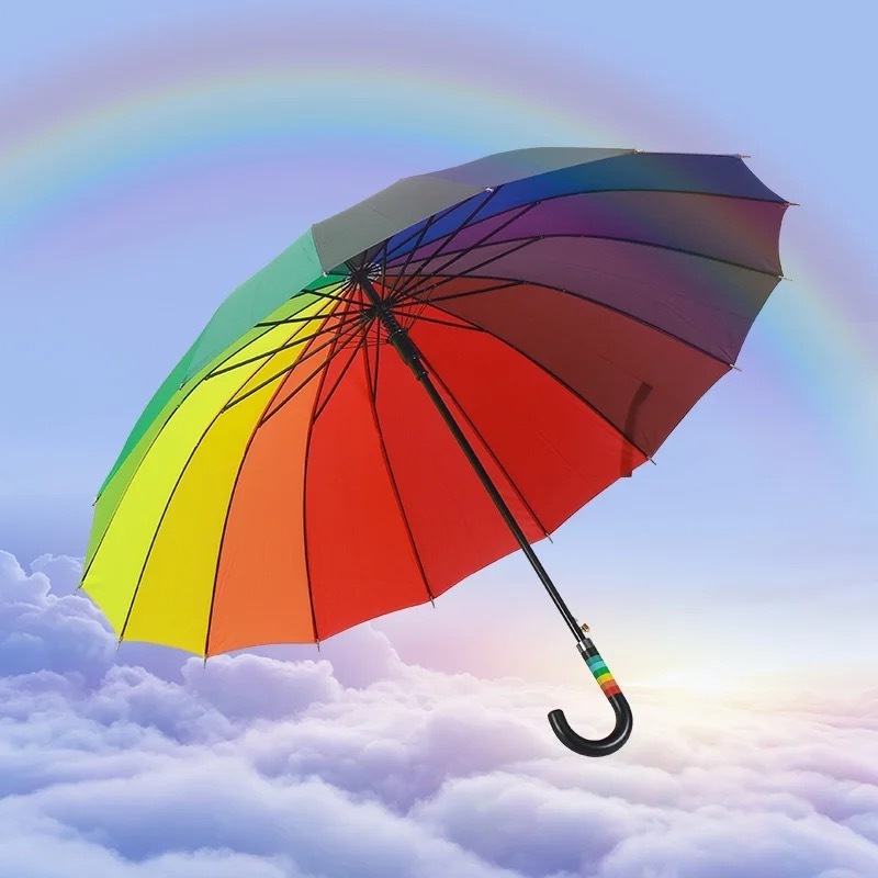 Windproof Sunny and Rainy Umbrella Rainbow umbrella Automatic Business Straight Handle Umbrella