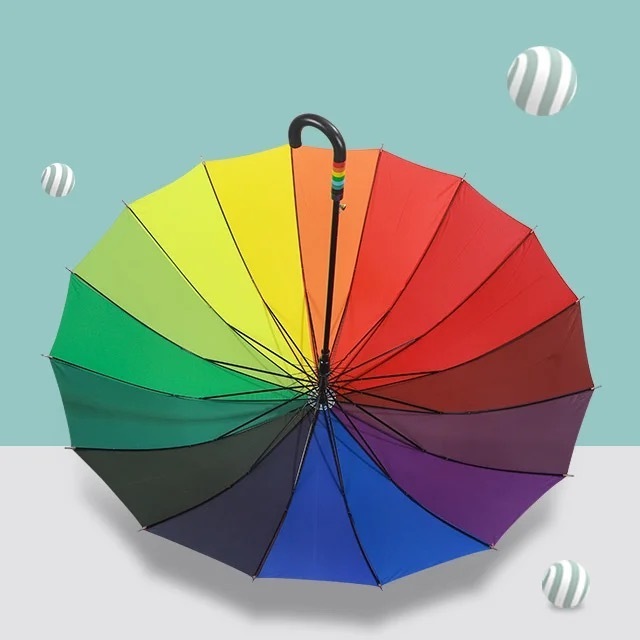 Windproof Sunny and Rainy Umbrella Rainbow umbrella Automatic Business Straight Handle Umbrella