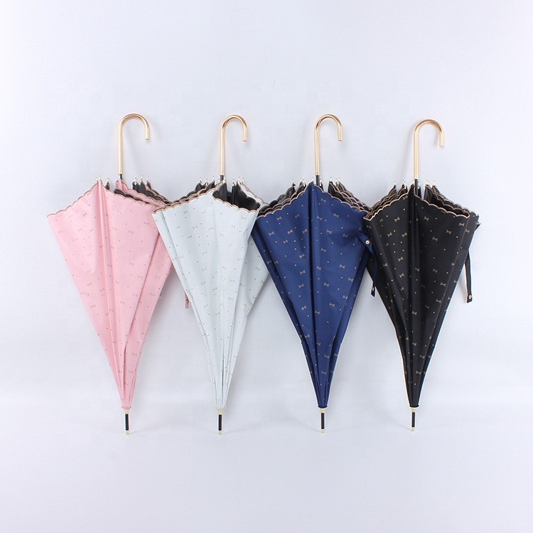 Women's Gift Straight Pole Embroidered Lace Sun Umbrella Customized Gift Umbrella