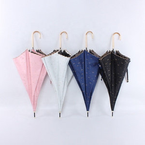 Women's Gift Straight Pole Embroidered Lace Sun Umbrella Customized Gift Umbrella