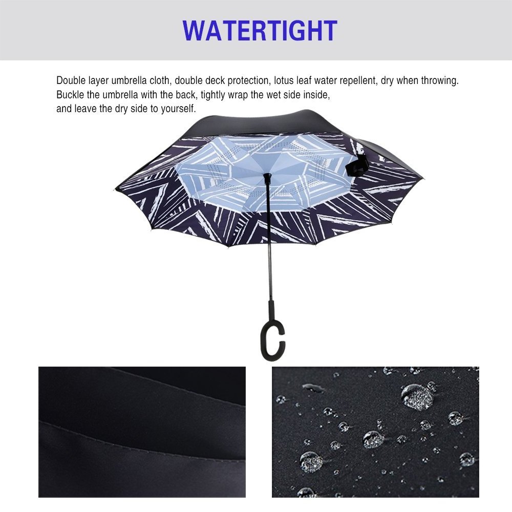 Umbrella Wholesale in Stock Inverted Umbrella Cars Reverse Open Umbrella Custom Print Metal Customized Stand Pattern Rubber