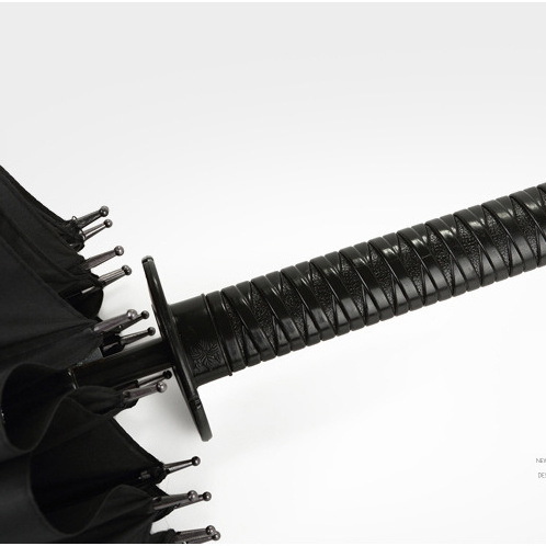 LOTUS Ins hot Japanese Style Promotional 16 Ribs and 24 Ribs Cool Samurai Sword Long Handle Umbrella with Logo