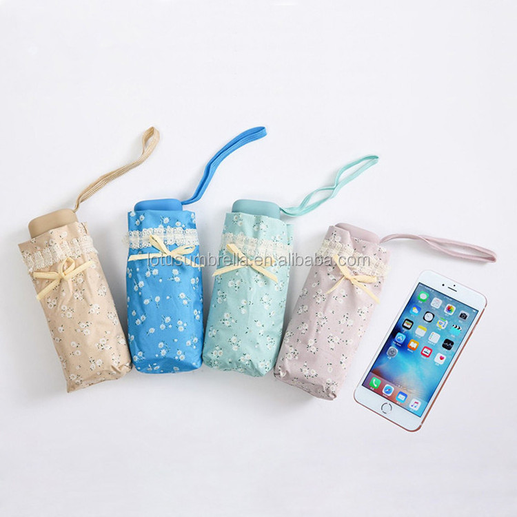 Latest Innovative Super Mini 5 Fold Cell Phone Disposable Umbrella for Small Floral Japanese Style