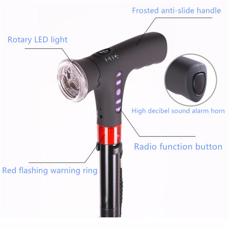 Old Man's Cane Umbrella With Lights And Music,safety Multi-function Mp3 Led Flashlight Umbrella