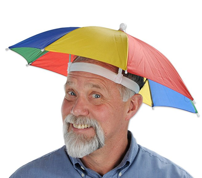 Factory Direct Sales High Quality Colorful Promotion Fishing Umbrella Hat Head  Funny Rainbow Waterproof Umbrella