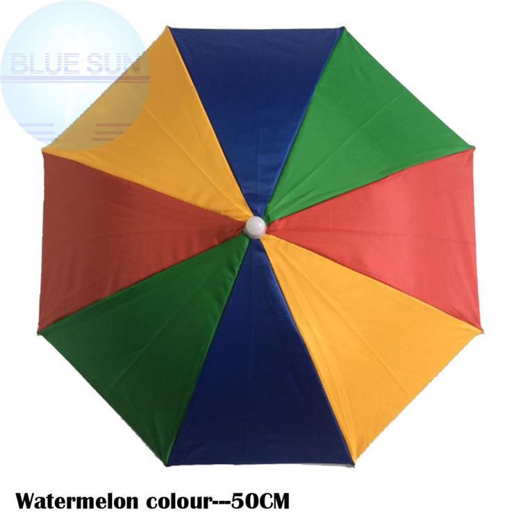 Factory Direct Sales High Quality Colorful Promotion Fishing Umbrella Hat Head  Funny Rainbow Waterproof Umbrella