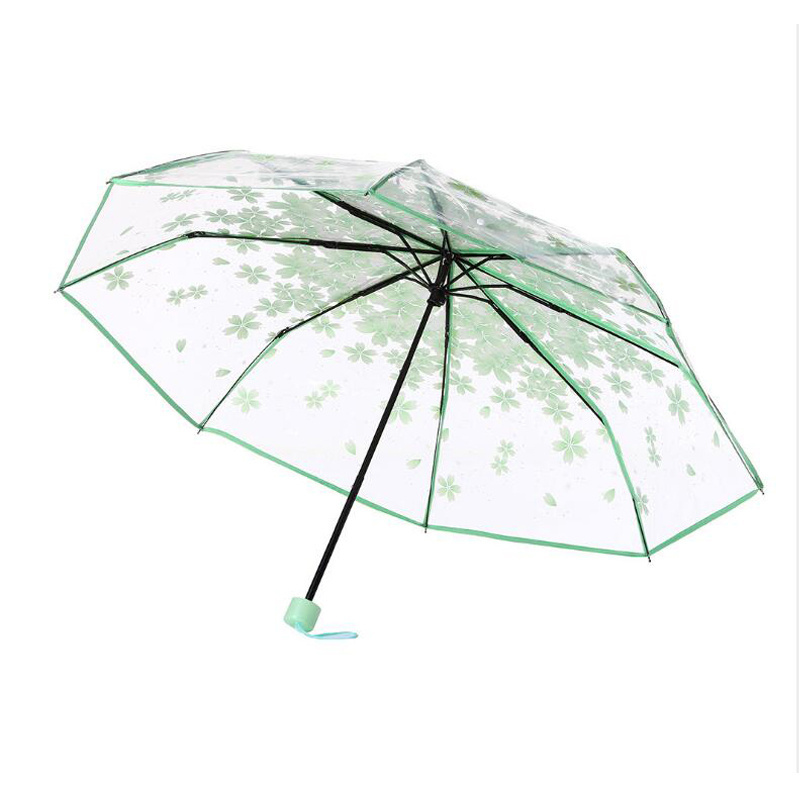 hot selling cherry blossom transparent clear rain umbrella