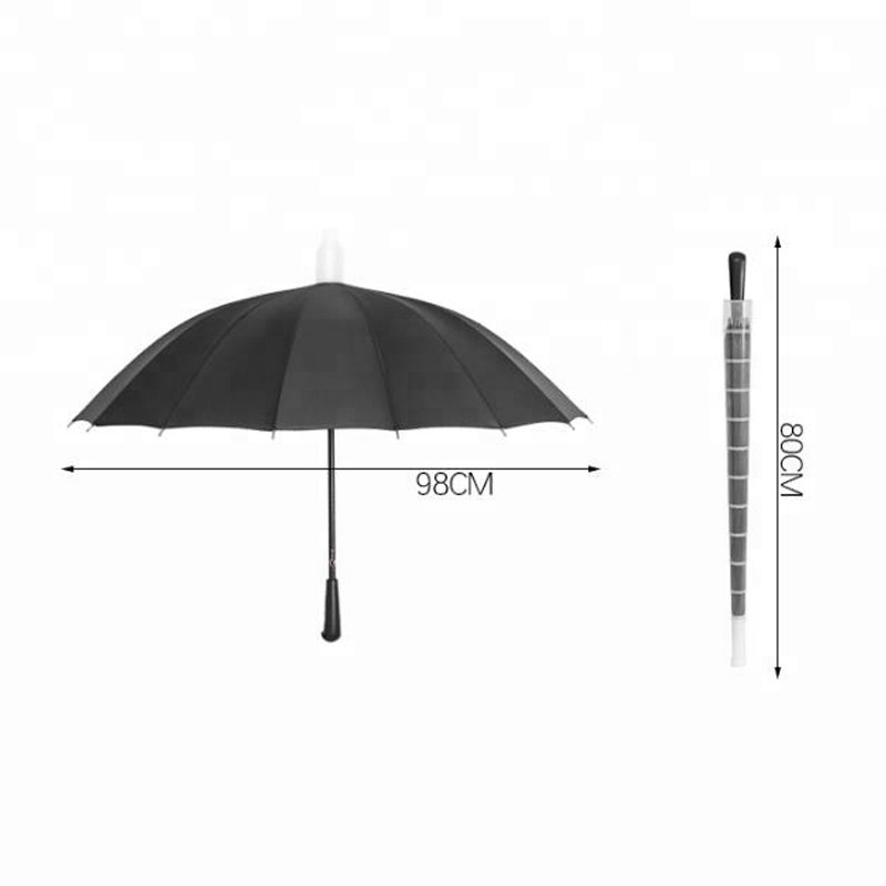 16 bone large double long handle straight umbrella outdoor umbrellas Men Rain Woman wind umbrella with waterproof cover