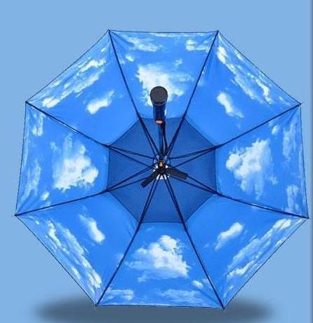 New invention nylon fanbrella straight  umbrella with fan and water  fabric