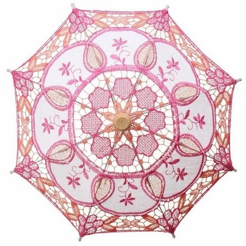 Wholesale Embroidered Battenburg Lace Parasol Wedding Bridal Umbrella