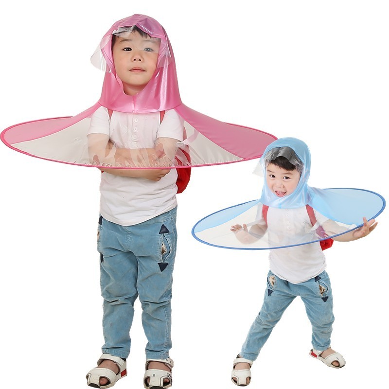 LOTUS Outdoor Kid Cute Raincoat Transparent Waterproof Poncho Cheap UFO Shape Handle Free Children Umbrella