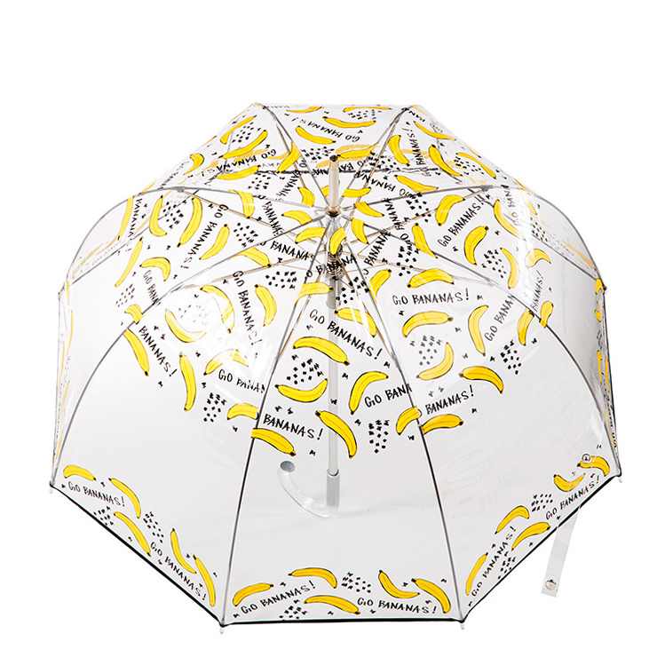 23 Inch Transparent Banana Bubble Romantic Clear Semi-automatic Poe Stick Dome Photography Umbrella For Rain And Wind