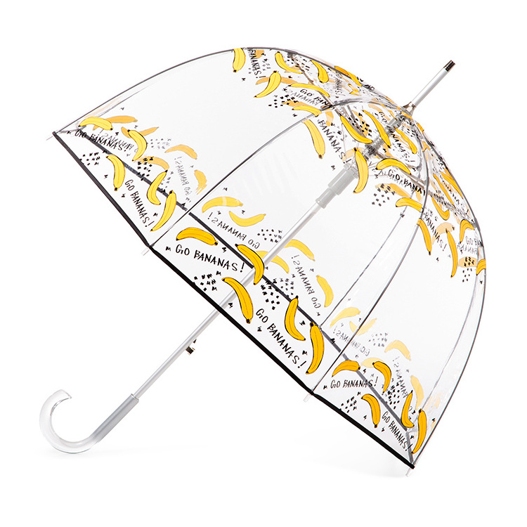 23 Inch Transparent Banana Bubble Romantic Clear Semi-automatic Poe Stick Dome Photography Umbrella For Rain And Wind