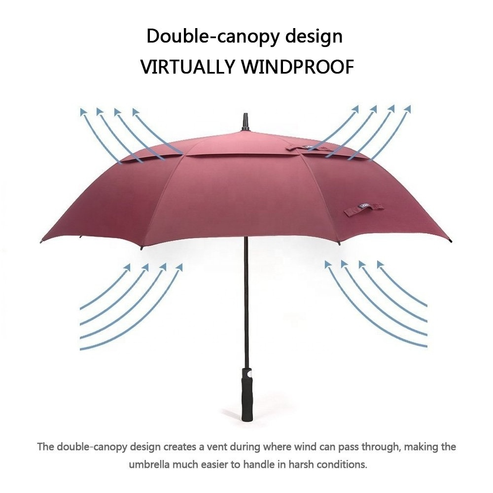 54/62/68 Inch Extra Large Oversize Automatic Open Golf Umbrella  Double Canopy Vented Windproof Waterproof Stick Umbrellas