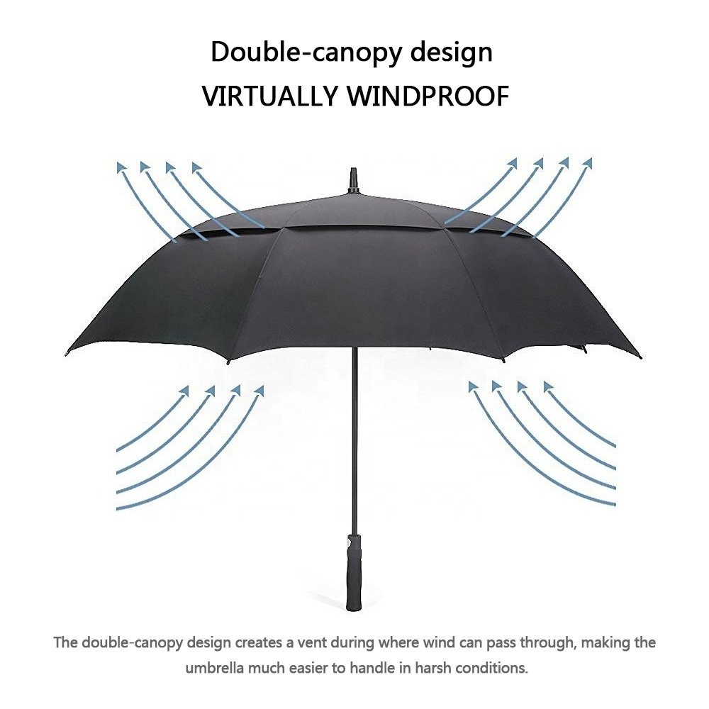 LOTUS G4Free 54/62/68 Inch Automatic Open Extra Large Double Canopy Vented Windproof Golf Umbrella with Logo Printing