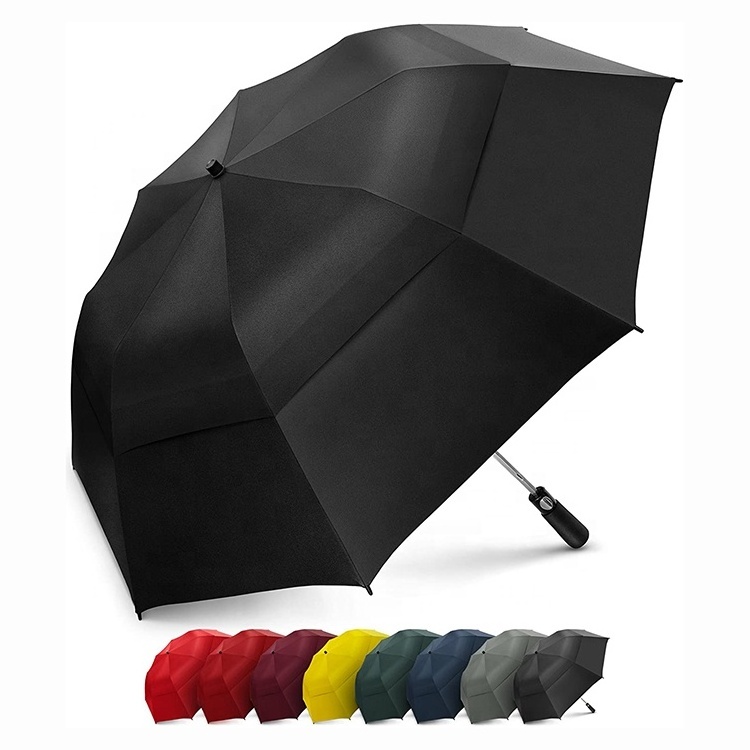 print logo large oversized outdoor windproof umbrella big size 23 inch 2 foldable folding golf umbrella