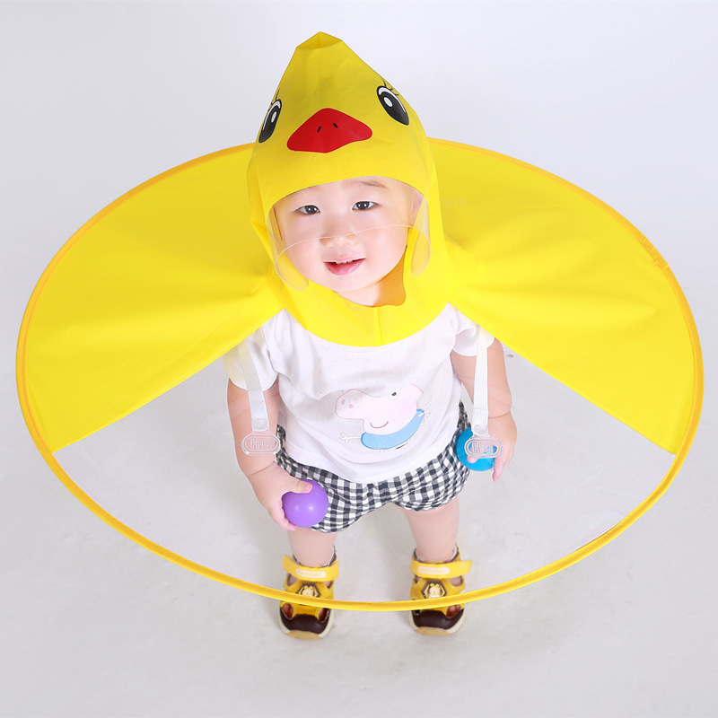 Transparent Raincoat Clear Umbrella Headwear Hat Cap Folding Child Kids Rain Coat Cover PVC Umbrellas