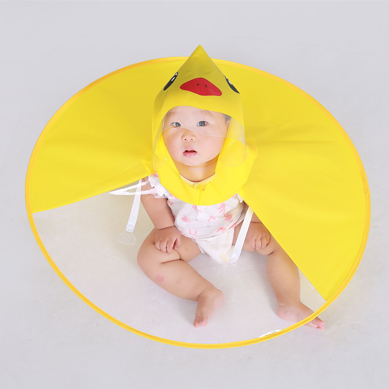 Transparent Raincoat Clear Umbrella Headwear Hat Cap Folding Child Kids Rain Coat Cover PVC Umbrellas