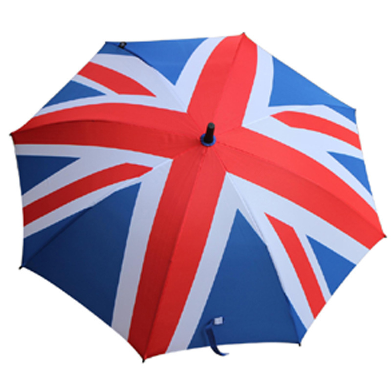 LOTUS Custom Print Union Jack British Flag Stock Auto Open Straight Umbrella with Rubber Handle