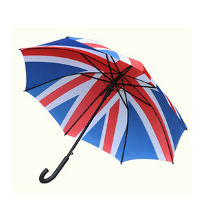 LOTUS Custom Print Union Jack British Flag Stock Auto Open Straight Umbrella with Rubber Handle