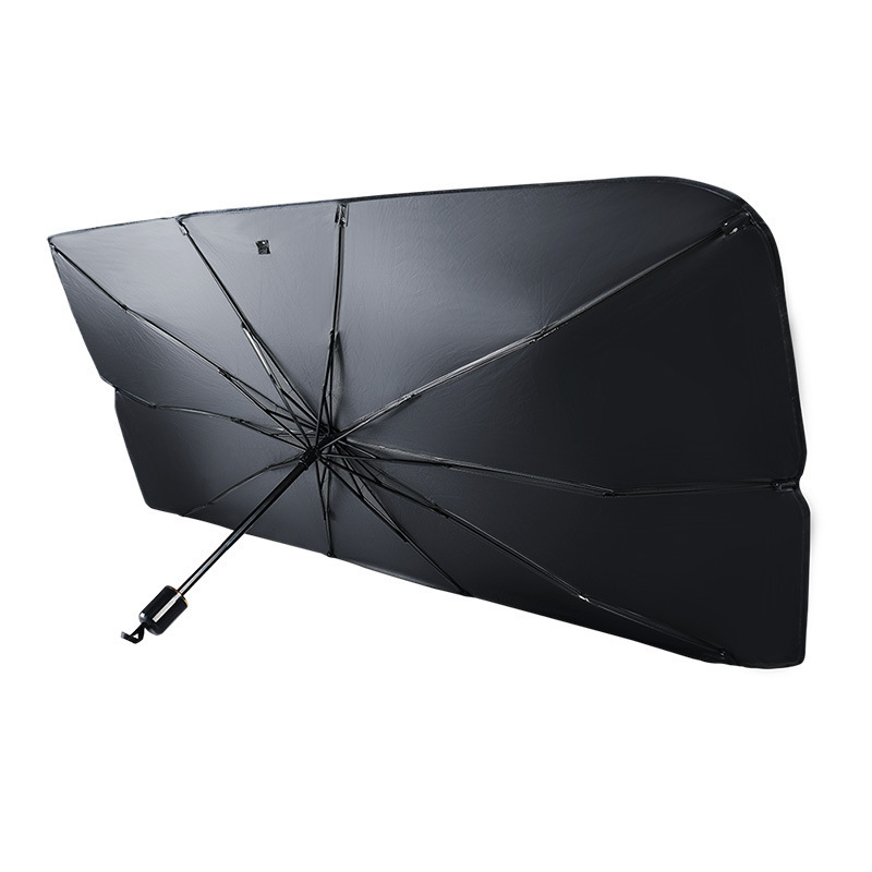 Fast Delivery 2 Sizes Black Steel Material Durable Front Window Car Portable Sun Shade Windshield Umbrella Sunshade For Car