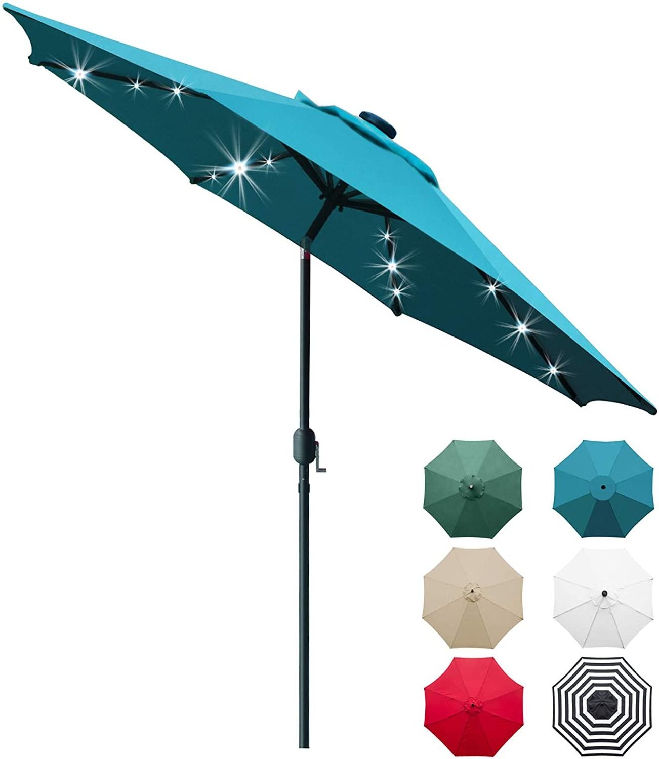 Best Choice Products 10ft Solar Powered Aluminum Polyester LED Lighted Patio Umbrella w/Tilt Adjustment