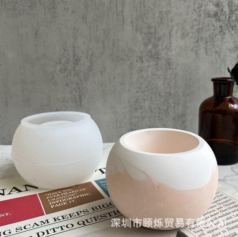 M3082 Round Bowl Concrete Planter Mold Pot Concrete Mold Silicone Molds Concrete Flower Pots