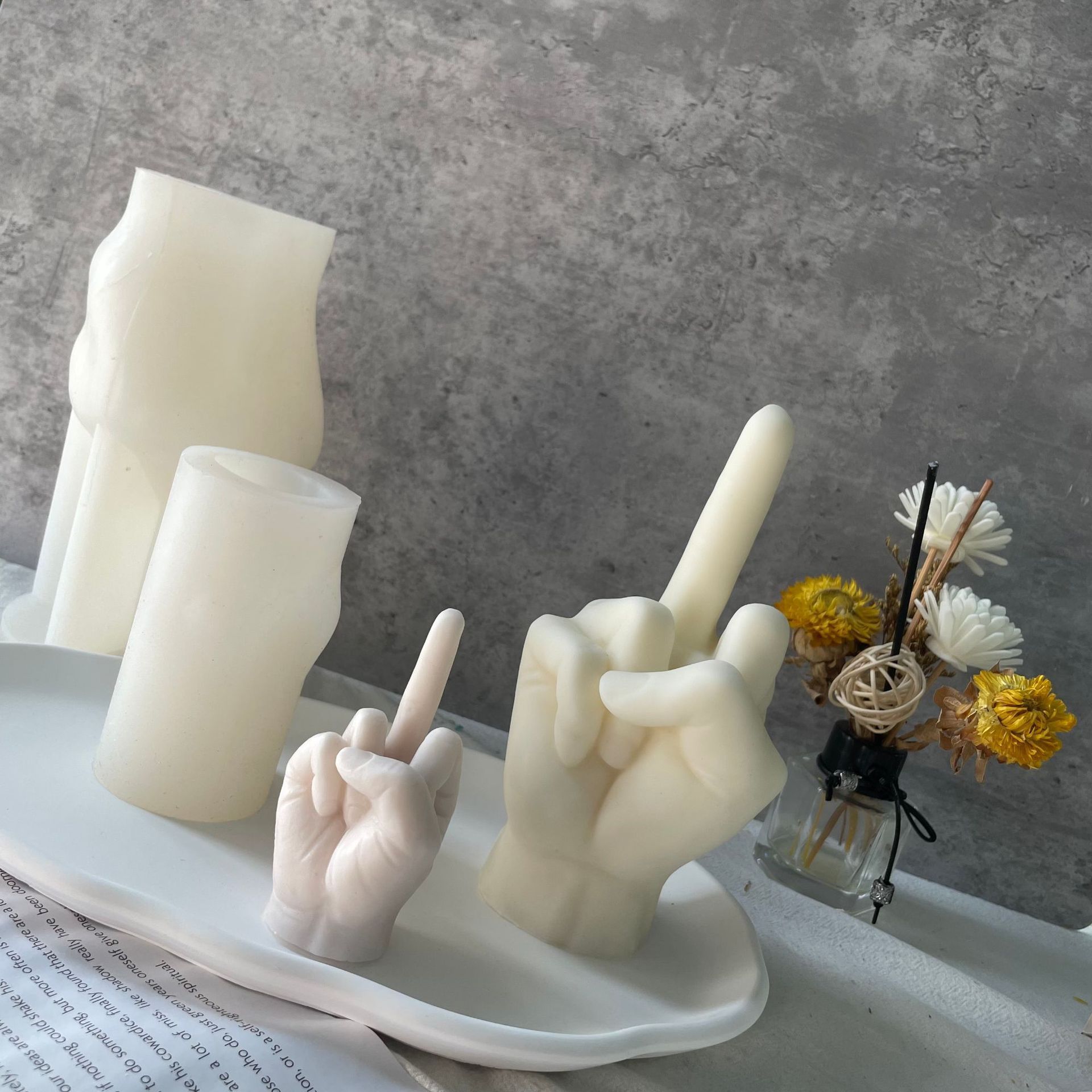 M3140 Middle Finger Candle Mold Gesture Candle Mold Candle Making And Baking Making Soap Wax