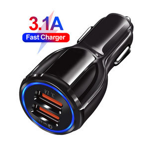 Qualcomm 3.0 3.1A Portable Phone Fast Charger 2 Port Usb Car Charger Quick Charge 3.0 Car Charger Dual usb