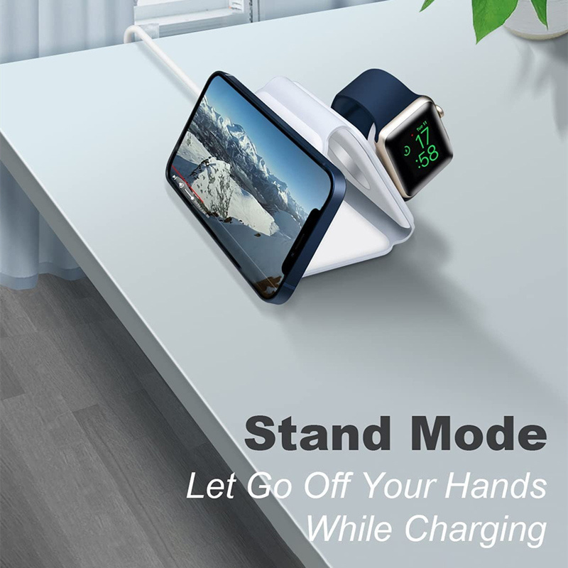 Phone Charging Dock Desk Portable Folding Rack 15W  Wireless Charger 3 in 1 Stand Android Phone