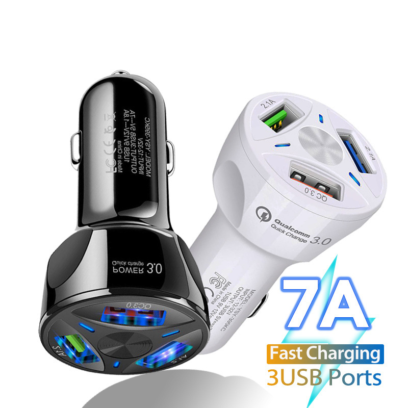 Factory Wholesale Universal 12V 24V 32V Car Charger 2.1a 3 USB Port QC 3.0 5V 9V 12V Car Fast Charging Adapter