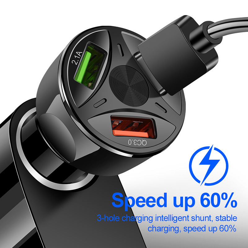 Factory Wholesale Universal 12V 24V 32V Car Charger 2.1a 3 USB Port QC 3.0 5V 9V 12V Car Fast Charging Adapter